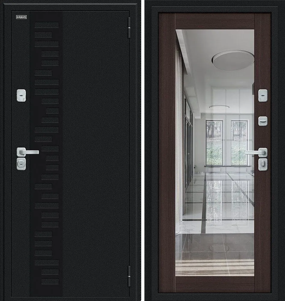 Дверь Браво Thermo Флэш Декор-2 Букле черное/Wenge Veralinga DIS006774