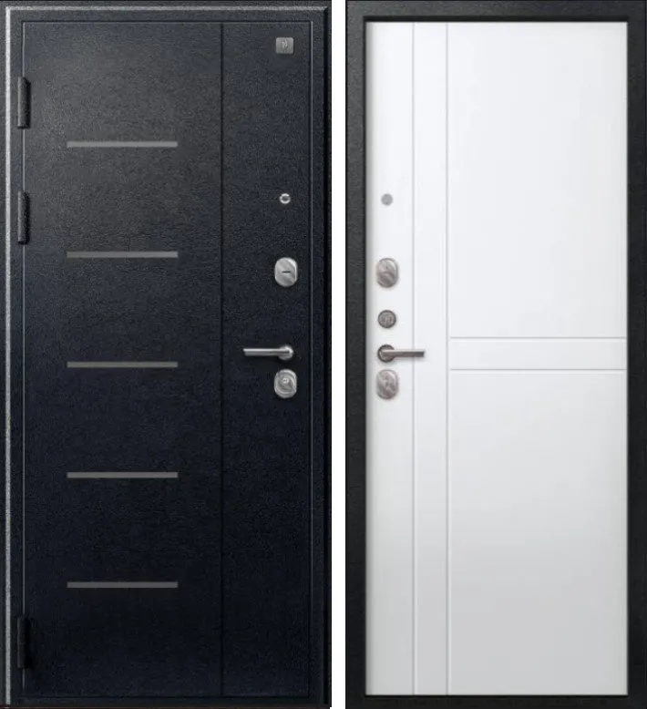 Фото Дверь V-06 Черный муар - Белый DIS007347