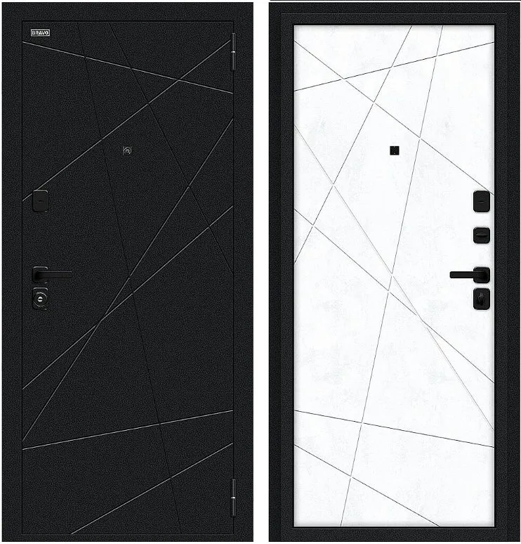 Фото Дверь Браво Граффити-5/SBlack Букле черное/Snow Art DIS007410